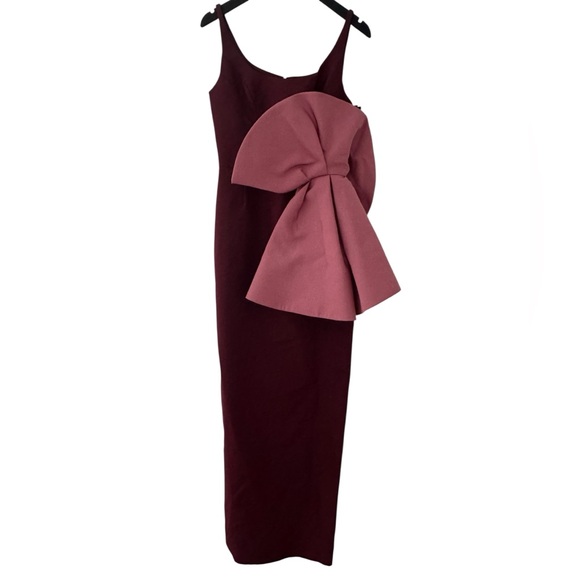 Christian Siriano Dresses & Skirts - CHRISTIAN SIRIANO***Burgundy and Pink Bow Dress***US 6 $5995 NWT
